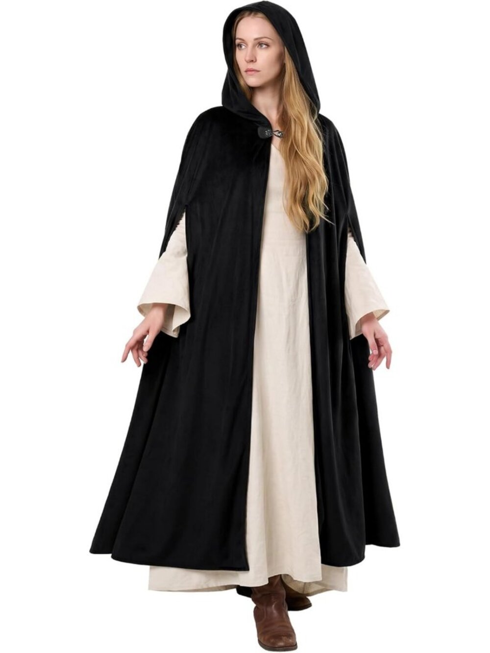 Hooded Velvet Cape Cloak for Medieval Costume, Witch, Ren Faire & Cosplay